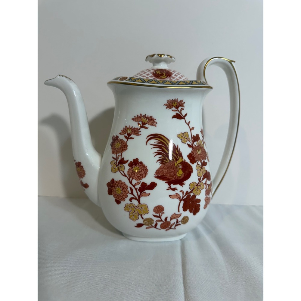 Wedgwood Golden Cockerel Coffee Pot Bone China England Rooster Floral Gold Trim - Picture 7 of 11
